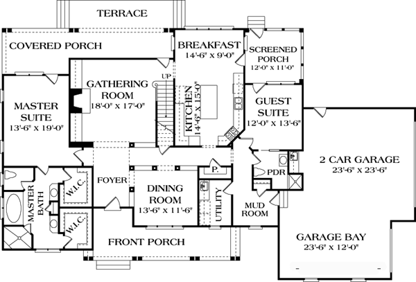 Cottage Craftsman Level One of Plan 85548