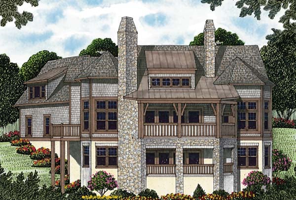 Cottage Craftsman Rear Elevation of Plan 85557