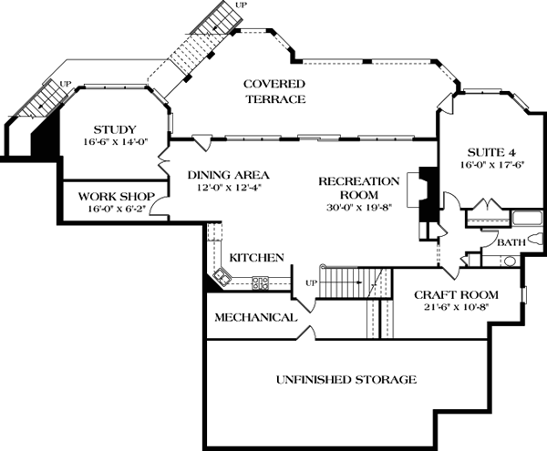 Country Farmhouse Lower Level of Plan 85565