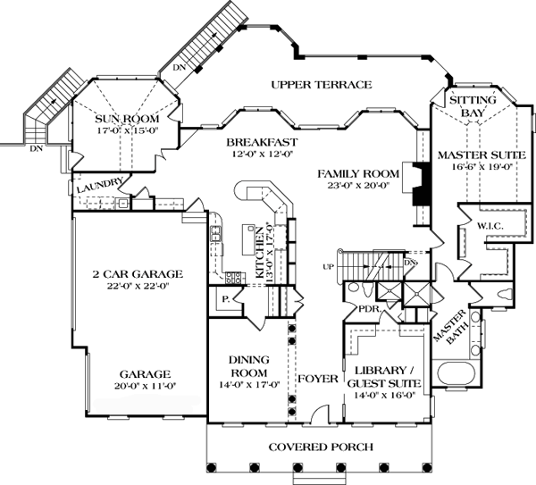 Country Farmhouse Level One of Plan 85565
