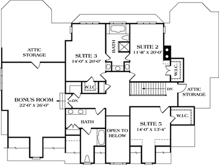 House Plan 85565 Second Level Plan