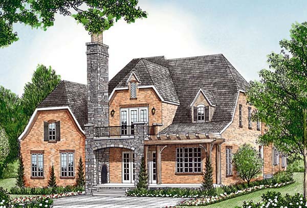 Country European Rear Elevation of Plan 85566