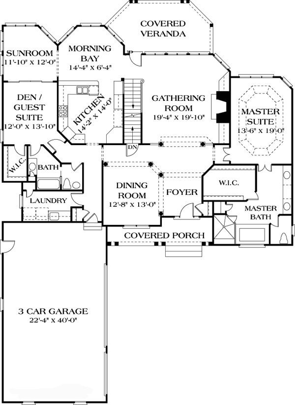 Cottage Traditional Level One of Plan 85567