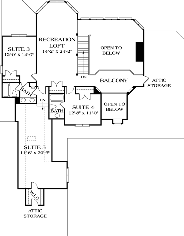 Cottage Traditional Level Two of Plan 85567