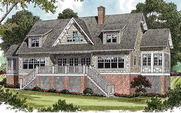 Cottage Craftsman Rear Elevation of Plan 85571