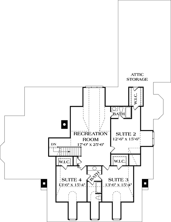 Colonial Country Farmhouse Level Two of Plan 85576