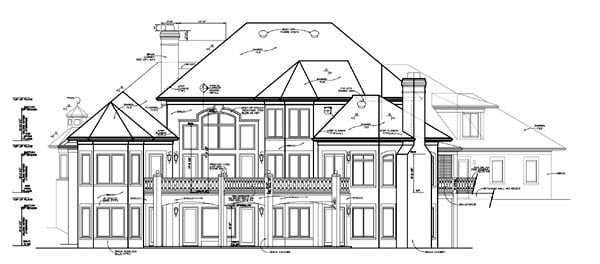 European Mediterranean Rear Elevation of Plan 85580