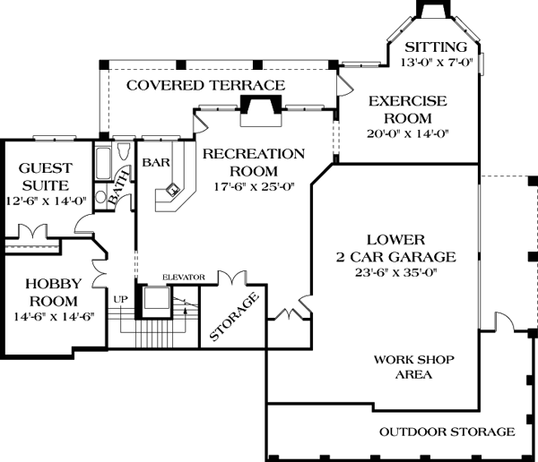 Traditional Lower Level of Plan 85616