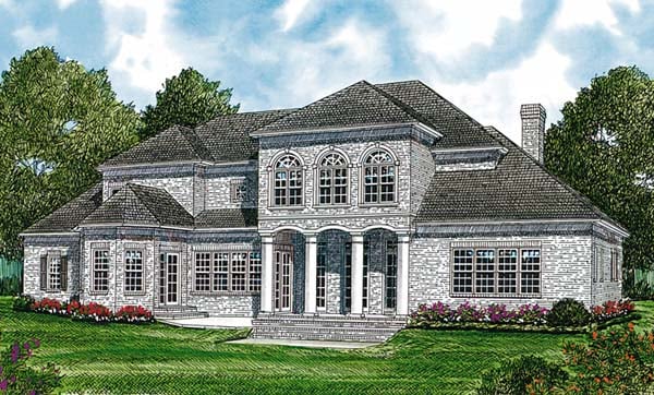 Colonial Traditional Rear Elevation of Plan 85623