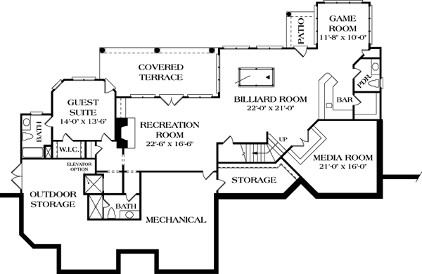 Traditional Lower Level of Plan 85638