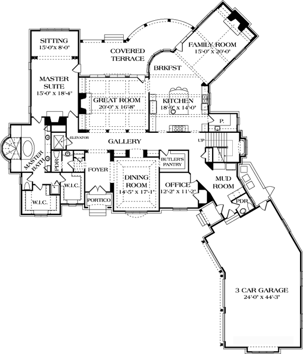 French Country Level One of Plan 85650