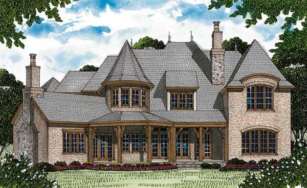 French Country Rear Elevation of Plan 85650