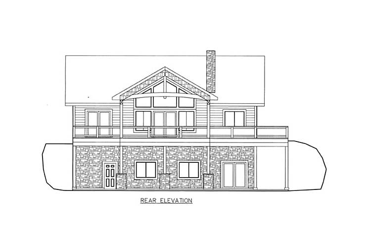 Contemporary European Traditional Rear Elevation of Plan 85835