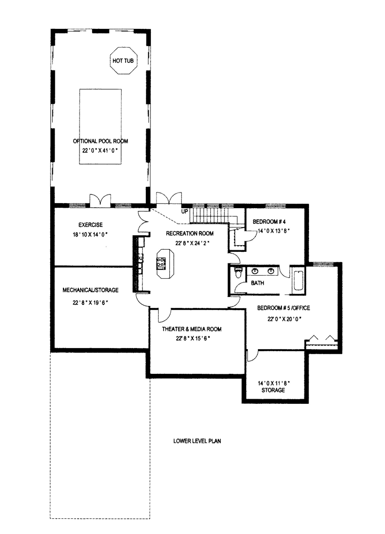 Contemporary Lower Level of Plan 85865
