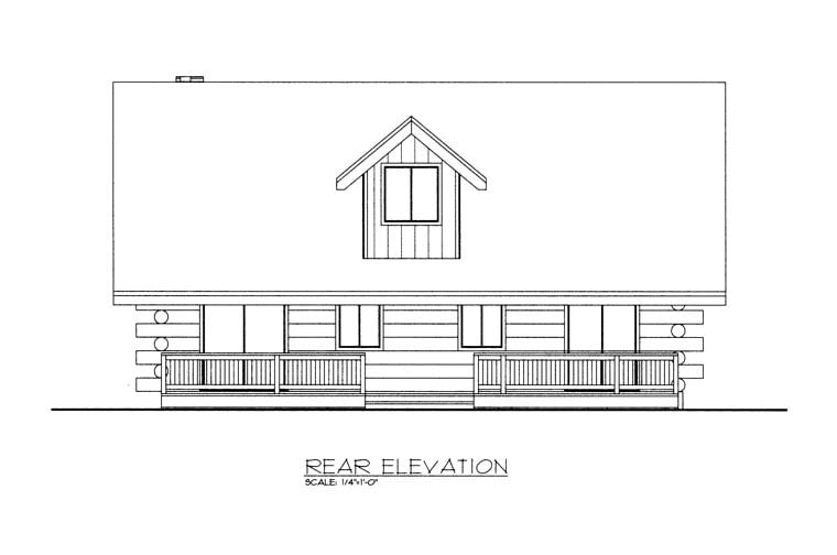 Log Rear Elevation of Plan 85871