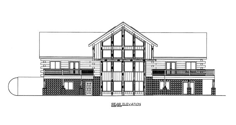 Log Rear Elevation of Plan 85872