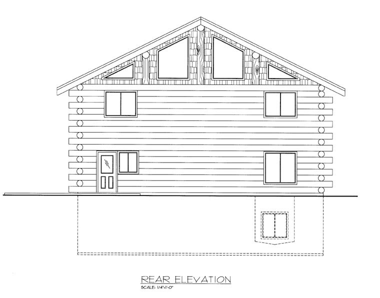 Log Rear Elevation of Plan 85874