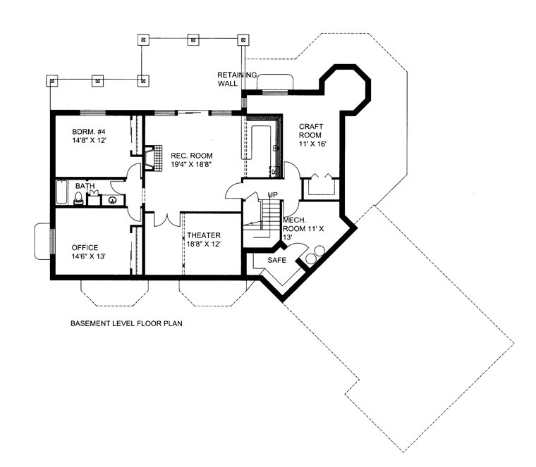 Contemporary Lower Level of Plan 85886