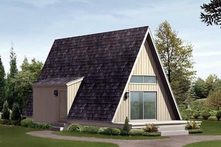 A-Frame Cabin Elevation of Plan 85944