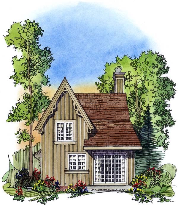 Bungalow Victorian Rear Elevation of Plan 86001