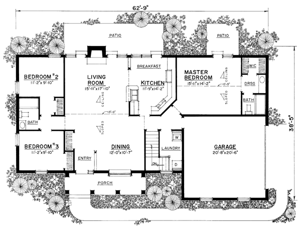 Colonial One-Story Southern Level One of Plan 86002
