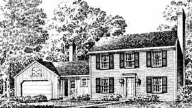 Colonial Southern Elevation of Plan 86003