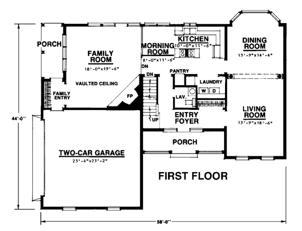 Country Farmhouse Level One of Plan 86012