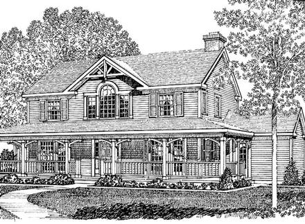 Country Southern Elevation of Plan 86013
