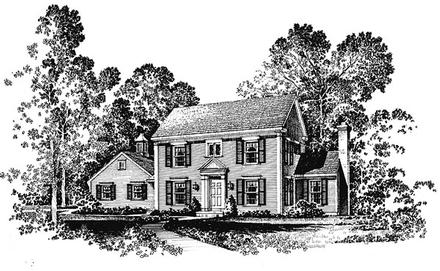 Colonial Southern Elevation of Plan 86015