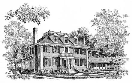 Colonial Southern Elevation of Plan 86017