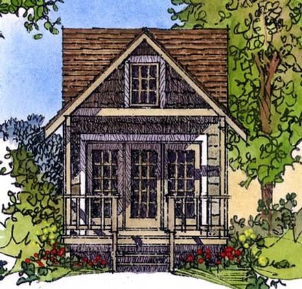 Cabin Craftsman Narrow Lot One-Story Elevation of Plan 86025