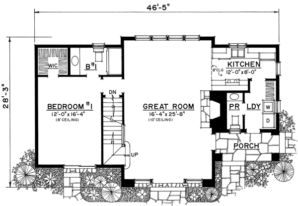 Bungalow Craftsman Tudor Level One of Plan 86028