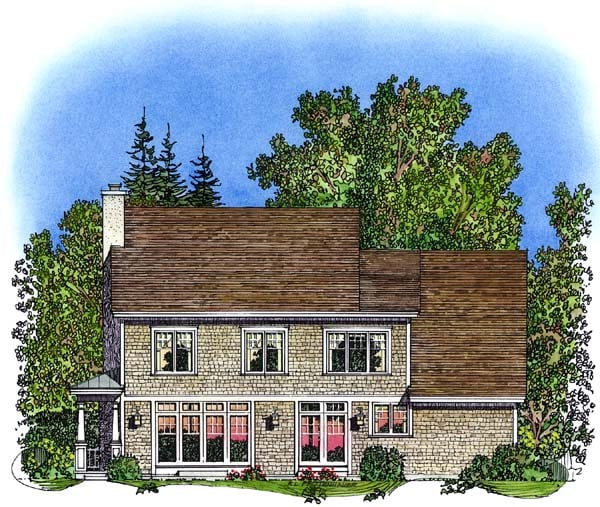 Country Traditional Rear Elevation of Plan 86032