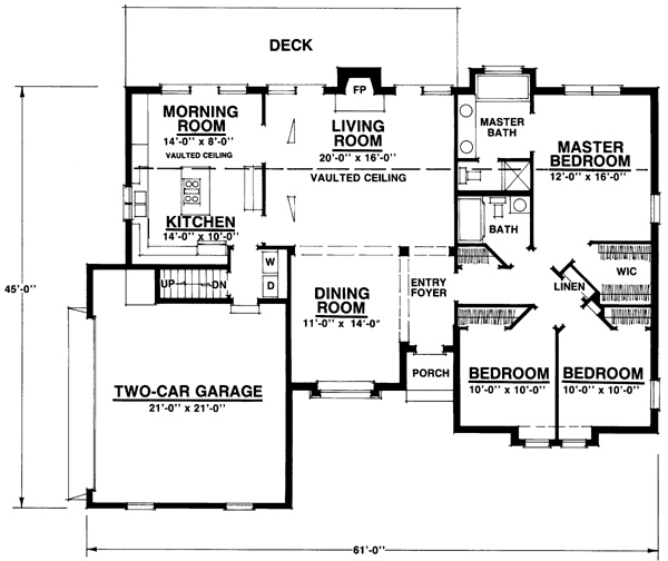 One-Story Traditional Level One of Plan 86036