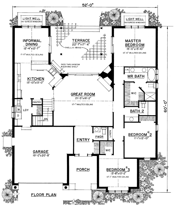 One-Story Ranch Traditional Level One of Plan 86046