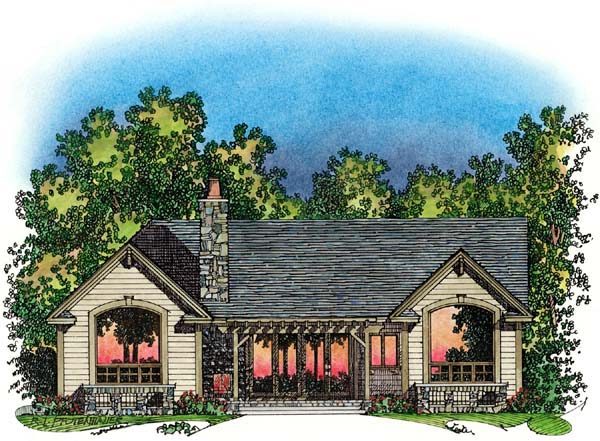 One-Story Ranch Traditional Rear Elevation of Plan 86046