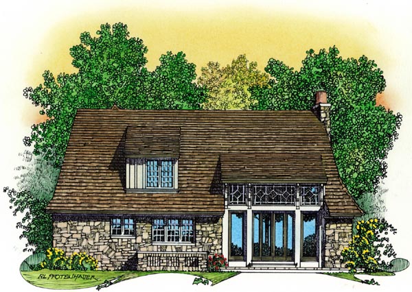 Tudor Rear Elevation of Plan 86048