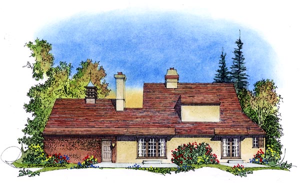 Country European Rear Elevation of Plan 86054