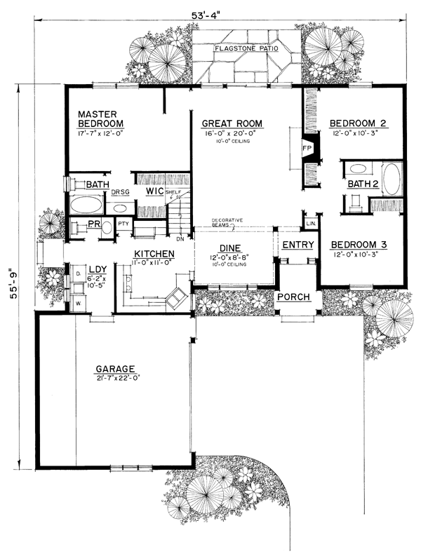 European Ranch Traditional Level One of Plan 86065