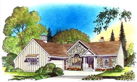 European Ranch Traditional Elevation of Plan 86065