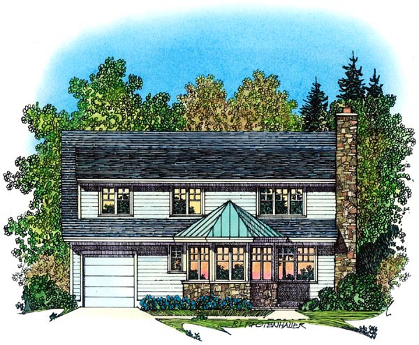 Cape Cod Colonial Country Farmhouse Rear Elevation of Plan 86071