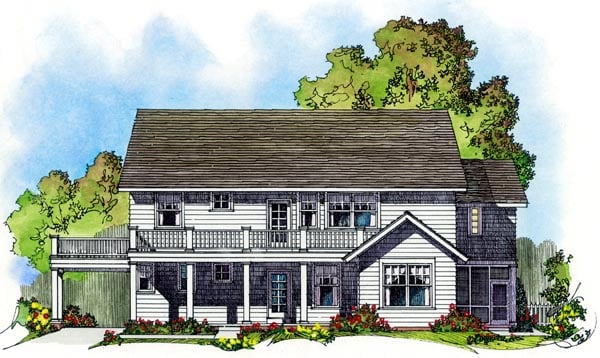 Colonial Rear Elevation of Plan 86075
