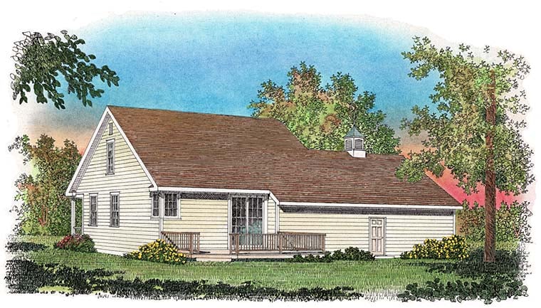 Colonial Cottage Country Rear Elevation of Plan 86077