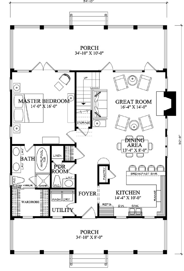 Cape Cod Cottage Country Southern Level One of Plan 86101