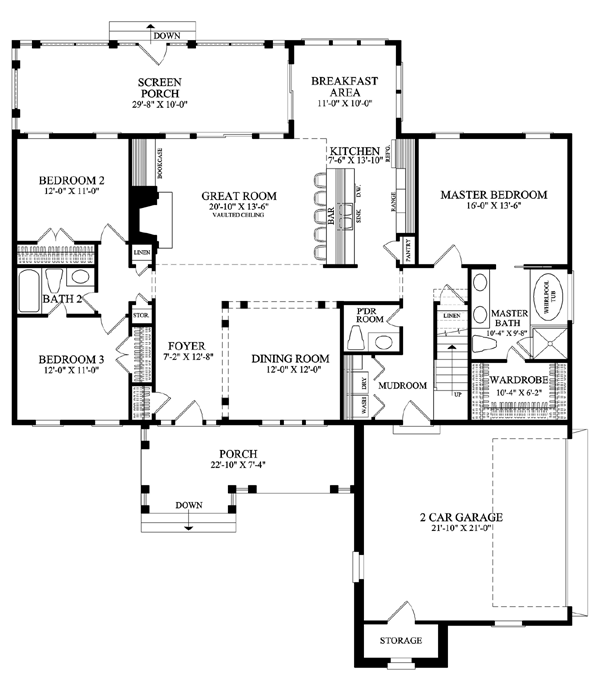 Cottage Country Craftsman Traditional Level One of Plan 86103