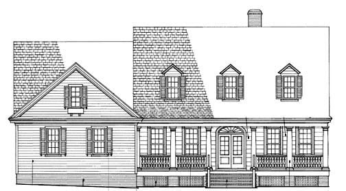 Cape Cod, Country, Southern, Traditional Plan with 2151 Sq. Ft., 3 Bedrooms, 2 Bathrooms, 2 Car Garage Picture 9