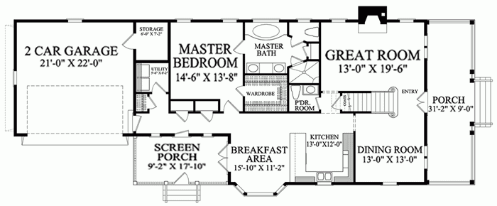 Cottage Country Farmhouse Traditional Level One of Plan 86105