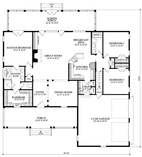 Cottage Country Craftsman Traditional Level One of Plan 86107