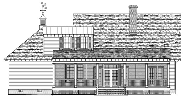 Cottage Country Craftsman Traditional Rear Elevation of Plan 86107