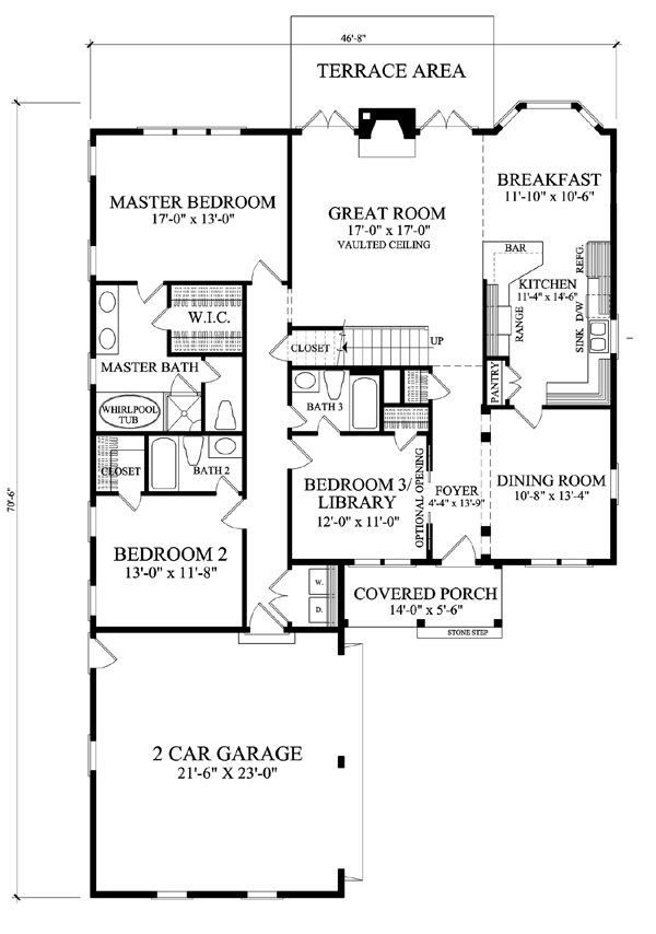 Cottage Country Craftsman European Level One of Plan 86108